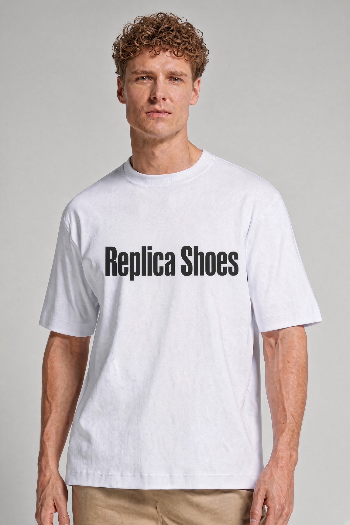 White shirt with Replica Shoes print